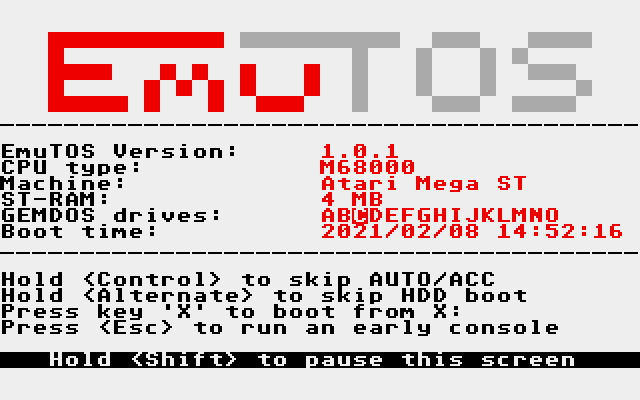 EmuTOS boot screen
